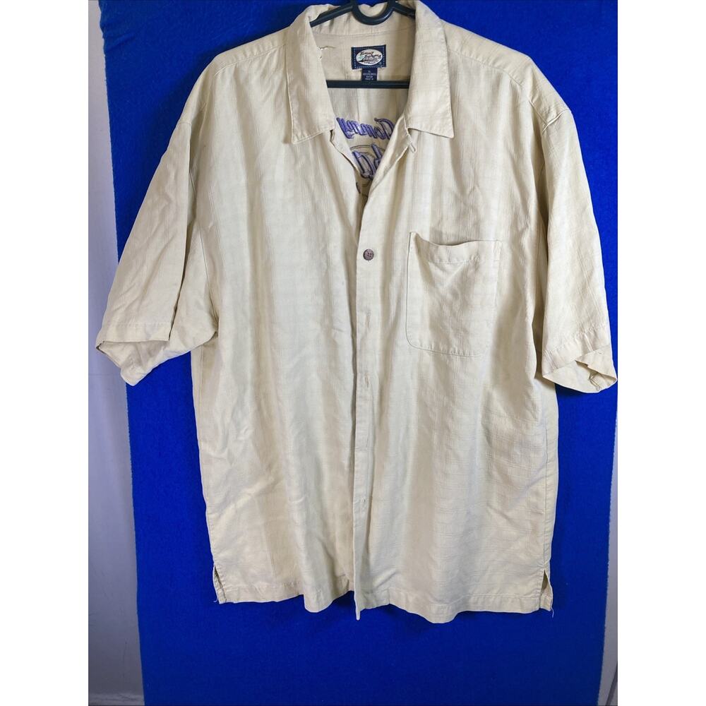 Tommy Bahama Shirt Mens XL Ivory 100% Polynosic Rayon Embroidered Golf Back - Picture 13 of 16
